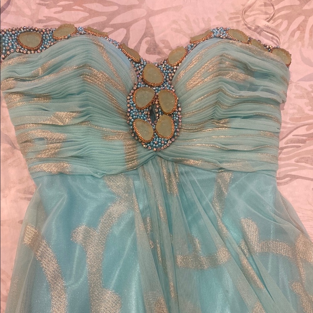 Elegant Strapless Beaded Gown